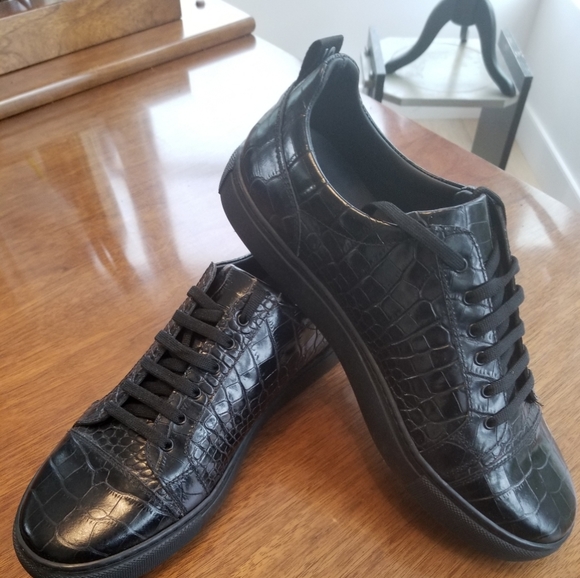 ITALIAN LEATHER EMBELLISHED CROC PRINT PIETRO 066 - Picture 3 of 11